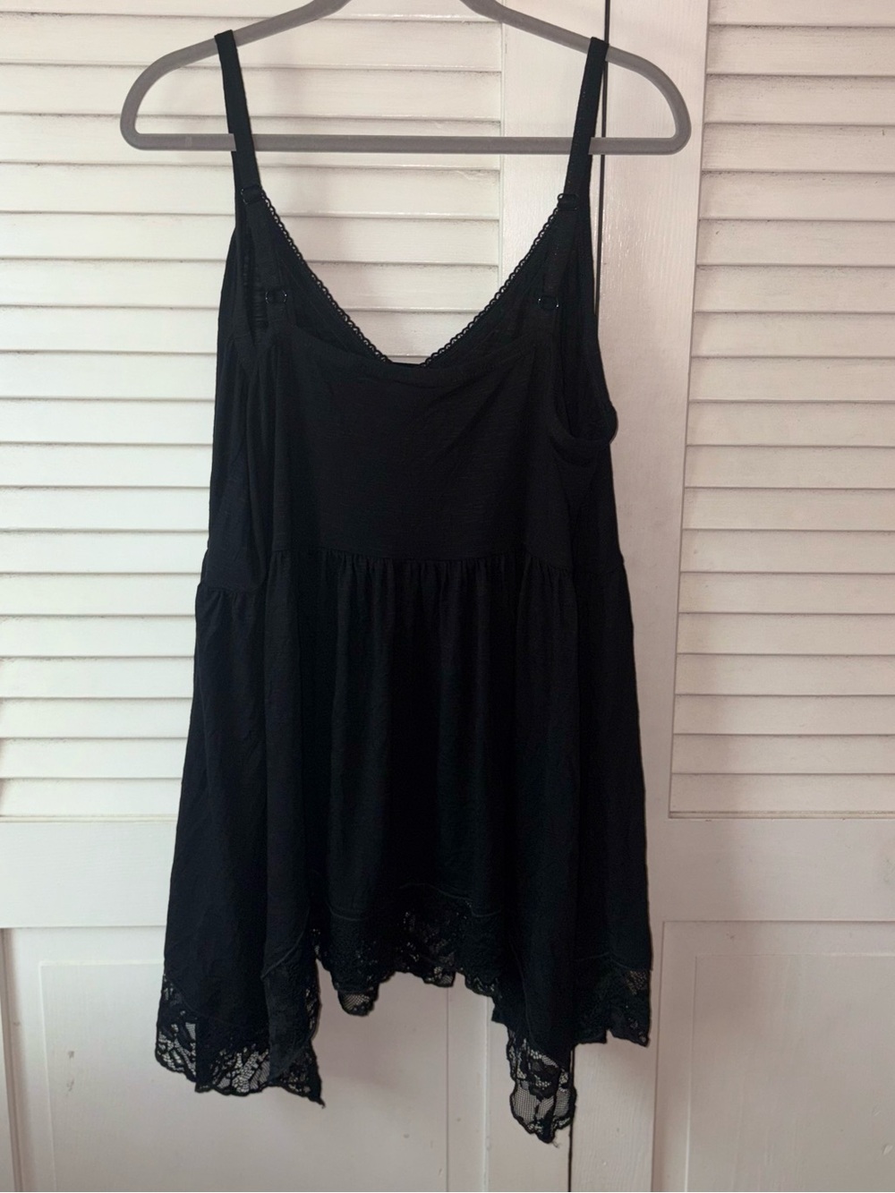 NWT Torrid Vintage Slub Lace Trim Hanky Hem Cami Babydoll Deep Black Size 4X - Picture 3 of 4